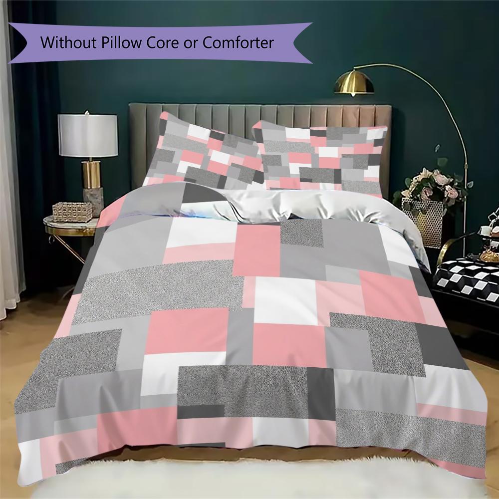 Simple Geometry Pattern Bedding uilt Set uilt Cover Pillowcase Home Decoration Birthday Gift (1 * duvet cover + 2 * pillowcase  without core)19
