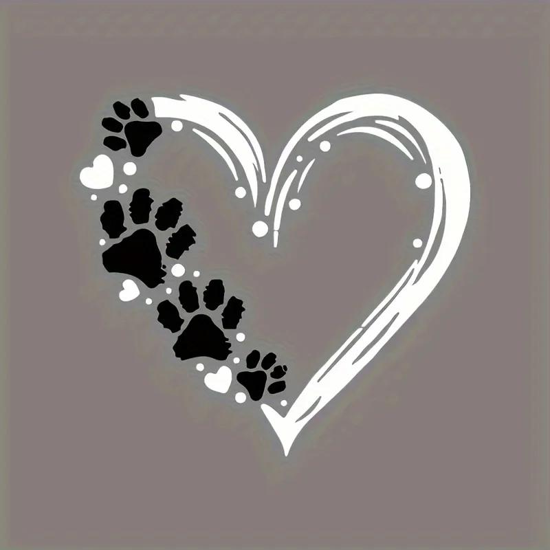 1PC Heart Paw Print Car Stickers Waterproof for Trunk Laptop Motorcylcle Vinyl Decals Scratches Cover Funny Auto Decoration