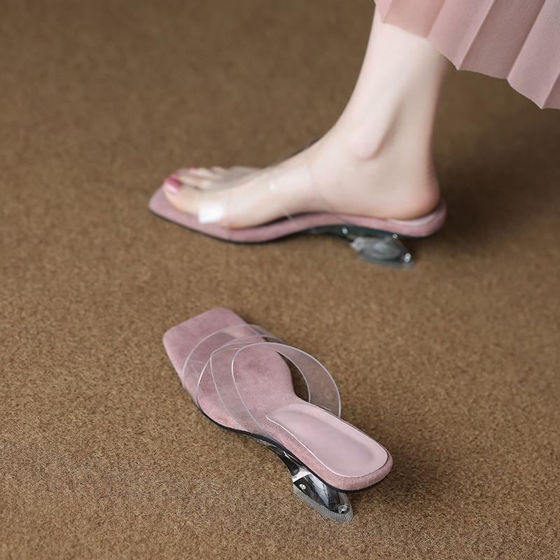 Fashion Summer Chunky Transparent Crystal High-heeled Sandals Women's New Summer Wear Comfortable Soft Soles On The Sense of Sandals