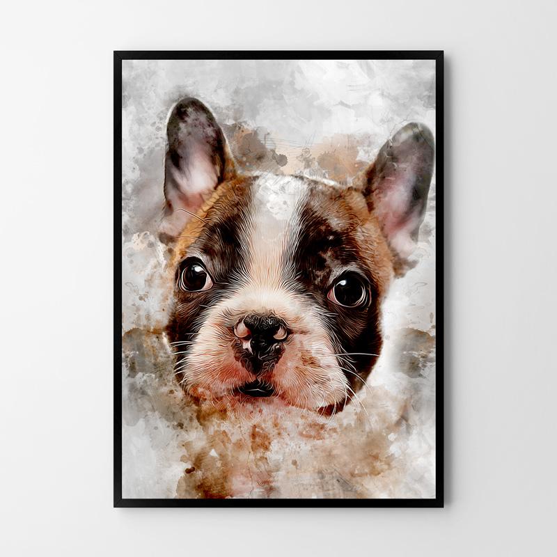 Плакат бульдог собака абстракция