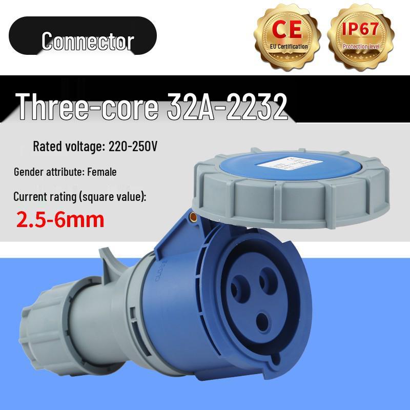 IP67 Waterproof Industrial Aviation Plug Socket, 16A/32A, 3-core, 4-wire, 5-pin Male Female Connector, Non-Explosion Proof