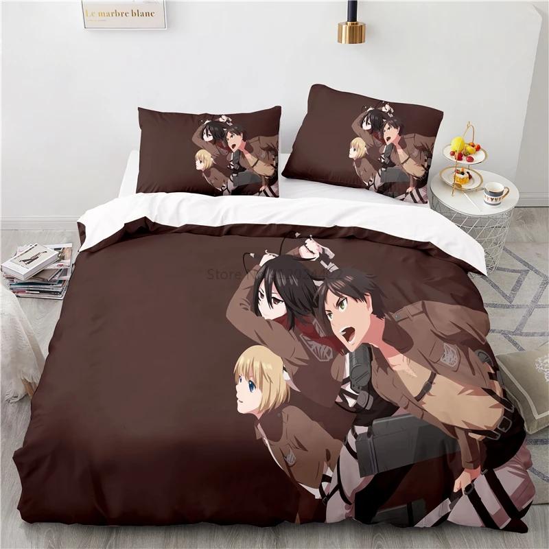 Japan Attack On Titan 3d Duvet Cover Sets Printed Bedding Set Pillowcase Twin Full Queen King Size Linen Bedclothes Dropshipping