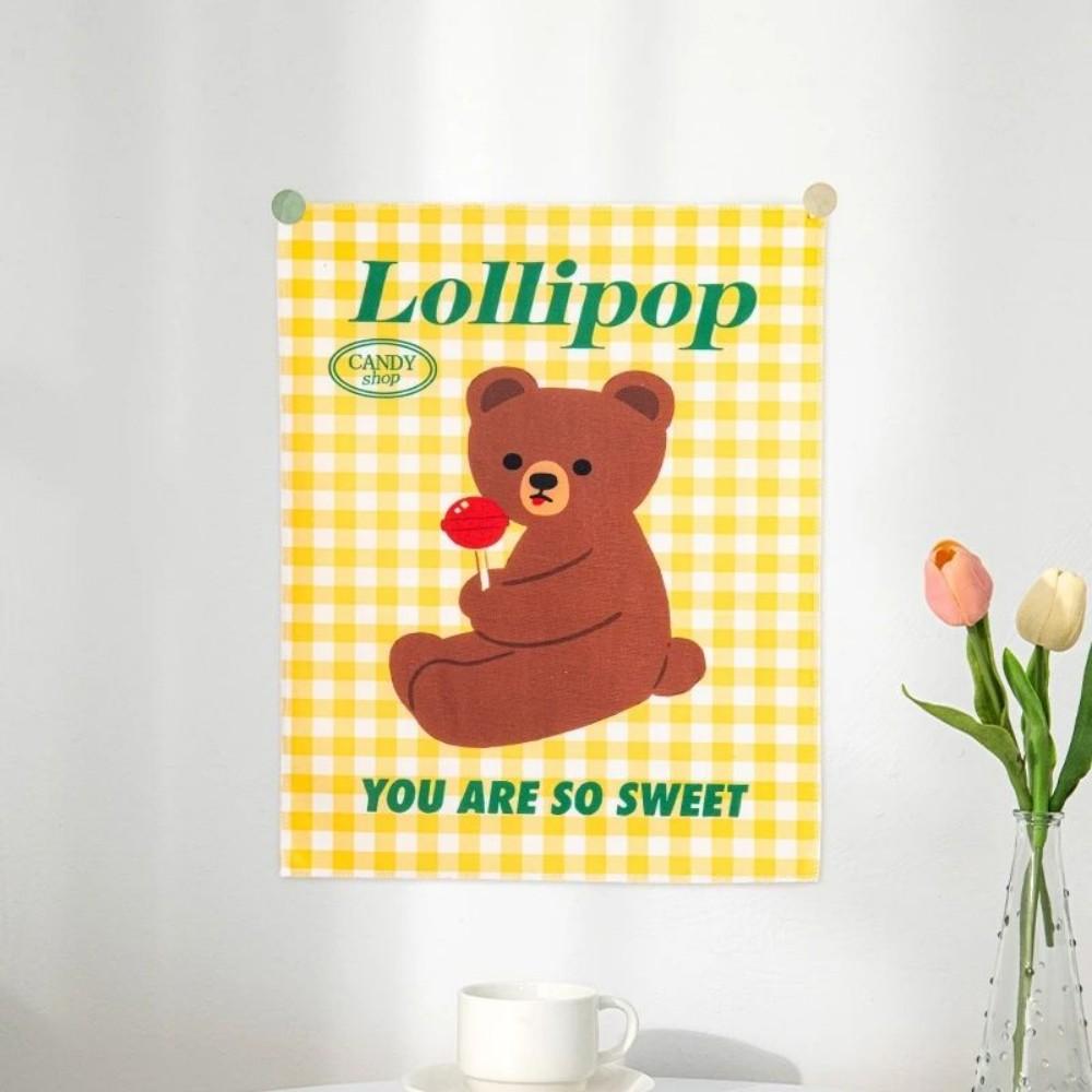 Cute Korean Bear Print Tapestry, Party Wall Hanging Home Decor For Living Room, Bedroom, Gaming Room And Dorm, Gift Idea