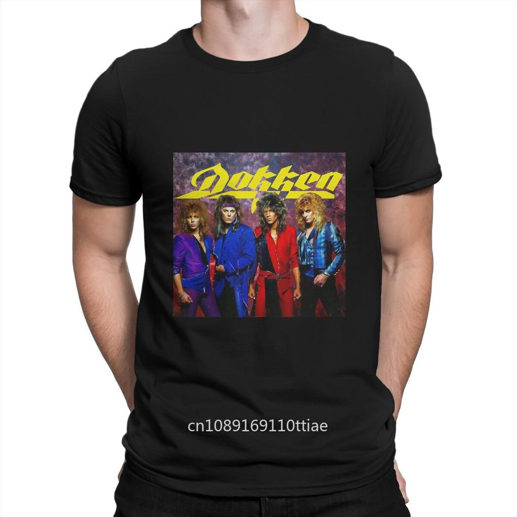 The American Hard Rock Band Formed In 1976 T-Shirt for Men Dokken NoveltyCotton Collar Short Sleeve T Shirts