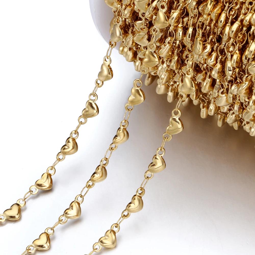 1M Stainless Steel Printed Dot Striped Square Necklace Chain Geometry Link Chains DIY Bracelet Accessory Jewelry Making Supplies
