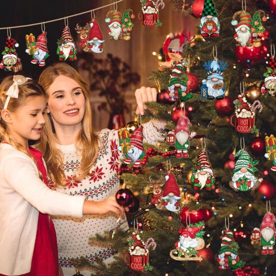 Рождественский карлик, деревянный знак, рождественская елка, безликий гном, подвесные украшения, милый мультяшный деревянный кулон для украшения домашних вечеринок