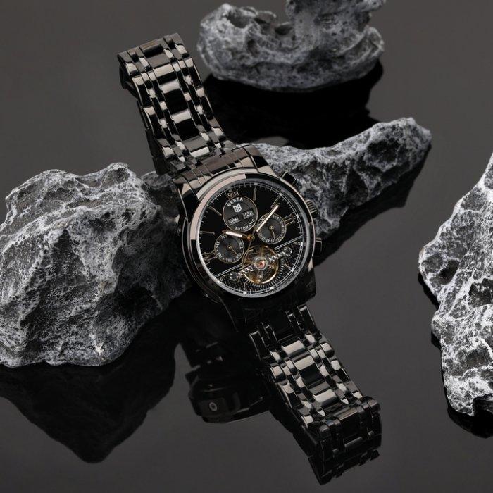 Мужские механические часы Besta Classic Black со стальным браслетом