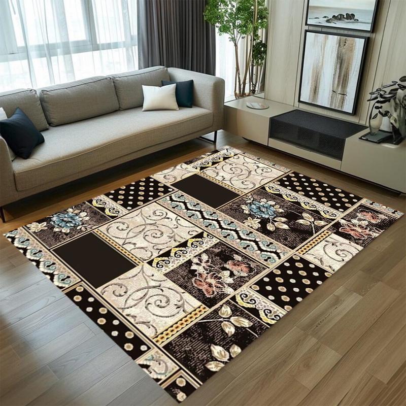 Vintage Patchwork Floral Paisley Rectangular Carpet Bohemian Soft Decorative Floor Mat for Living Room Bedroom Home Decor