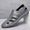 Summer New Men's Comfortable Two-layer Leather Hole Sandals Fashionable Outdoor Men's Breathable Hollow Anti Slip Beach Shoes