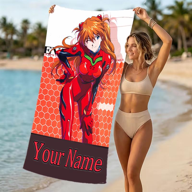 Customizable personalized beach towels Asuka Langley Soryu themed designs.Suitable for the beach, yoga, sports;ideal as beach accessories