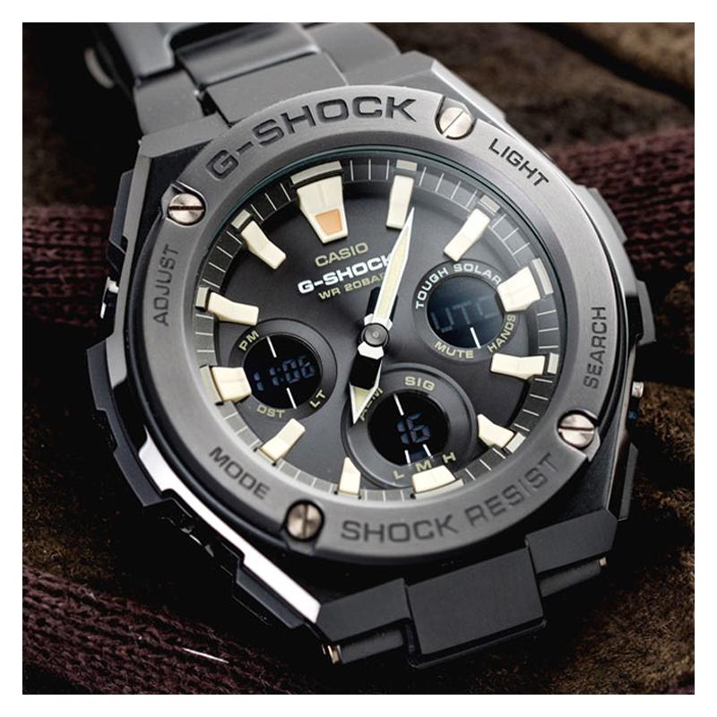 Casio Водонепроницаемость 200 метров кварцевый механизм стальной ремешок японские и корейские часы мужские часы черный циферблат GST-S130BD-1A