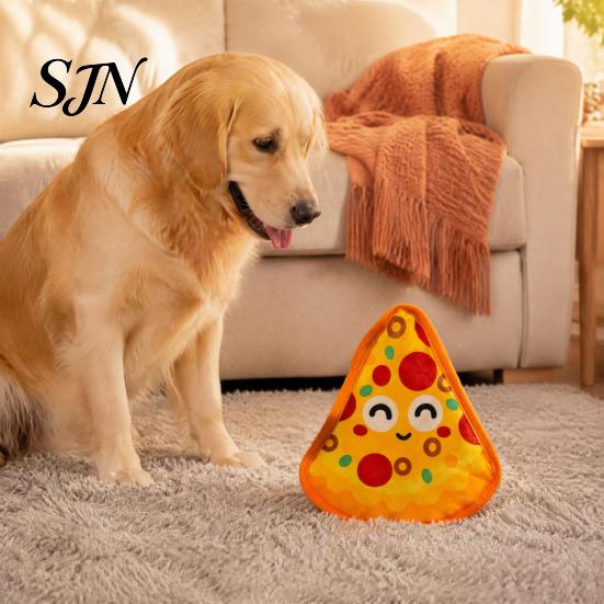 Tear Resistant Pet Playthings Crinkle Dog Chew Toy, Food Shape Interactive Hamburger Pizza Hot Bite Training Toys Design, Fabric Teething