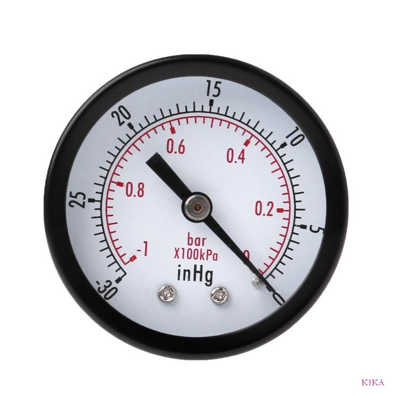K1KA Vacuum Manometer Pressure Gauge 1/4" BSPT Thread Sturdy for Case 0~-30inHg 0~-1b