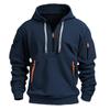 Fall And Winter Men's Casual Sports Multi-Zipper Arm Pocket Sweatshirt Pullover Hoodie