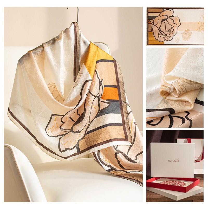 Printed Jasper Lotus Silk Scarf Women Fashion Shawl Wrap