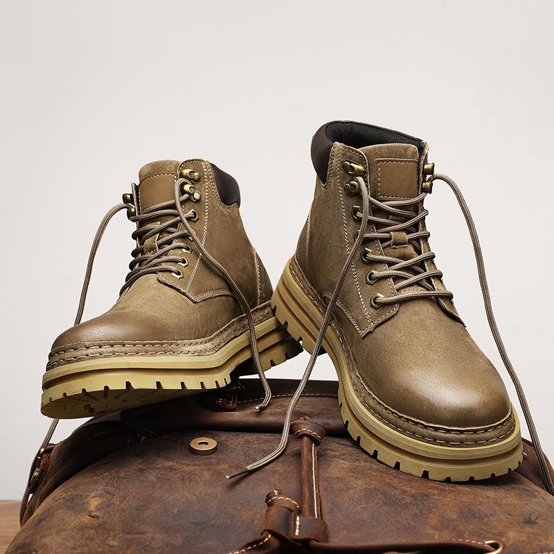 Модные мужские ботинки на шнуровке, кожаные мужские ботинки, высокие модные мотоциклетные кожаные ботинки, удобные мужские ботинки для активного отдыха
