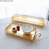 Golden Rectangle Metal Tray Decorative Plate Flower Basket Fruit Plate Snack Dessert Plates Cake Pan Storage Tray Jewelry Trays