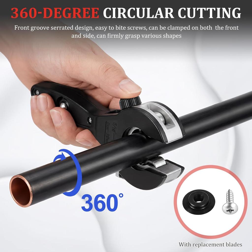 Ratchet Pipe Cutter 5 16 to 1 1 8 Inch Compact Tube Cutter with 3 Bs