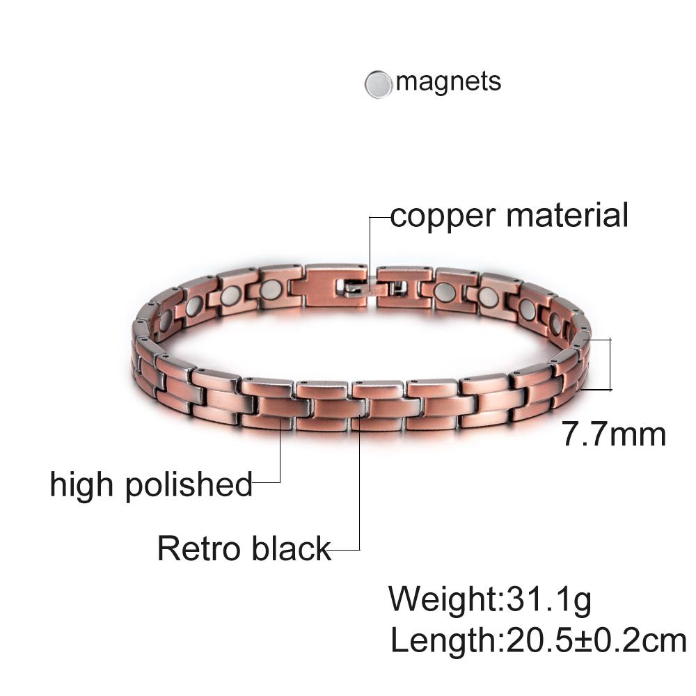 Ikuinen Copper Magnetic Bracelets for Women Men Vintage Pure Copper Magnet Health Bracelets Women Chain Brand Bracelets Femme