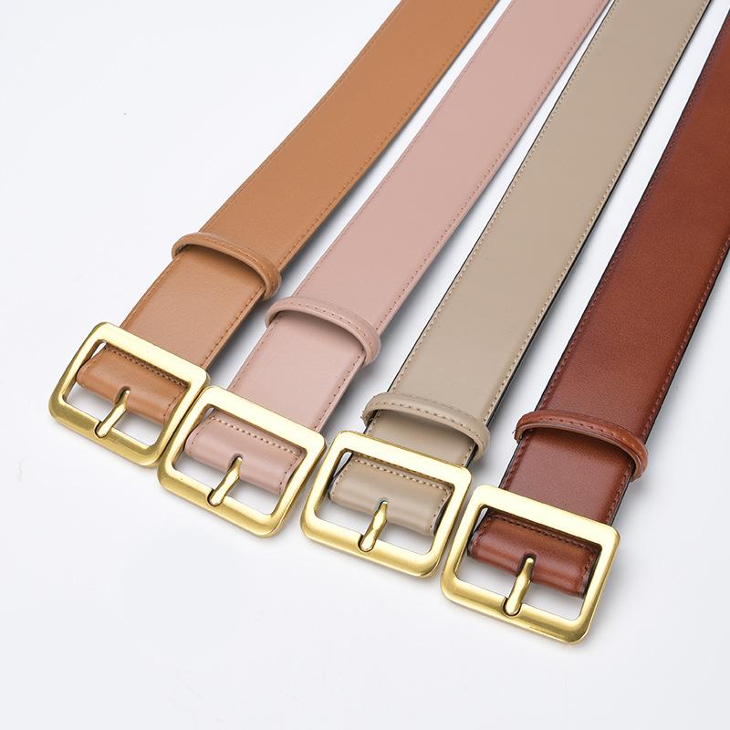New Leather Wide Gold D Buckle Women Waistband Belt Fashion Dress Coat Sweater Cummerbund for Ladies