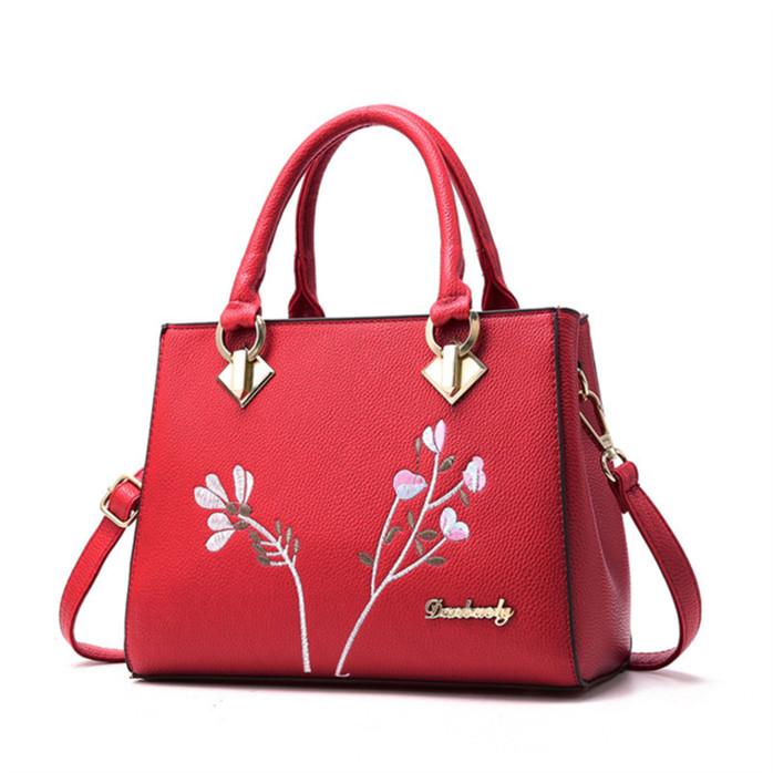 Messenger Bags Women Handbag Flower Embroidery Women Shoulder Bags PU Leather Tote Bag CLE