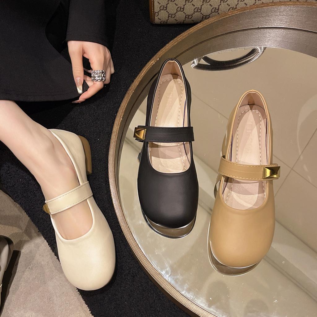 Retro Mary Jane Shoes Women's Skirt 2025 Spring and Summer New One-word Buckle Gentle Wind Women's Shoes Soft Sole Is Not Tired