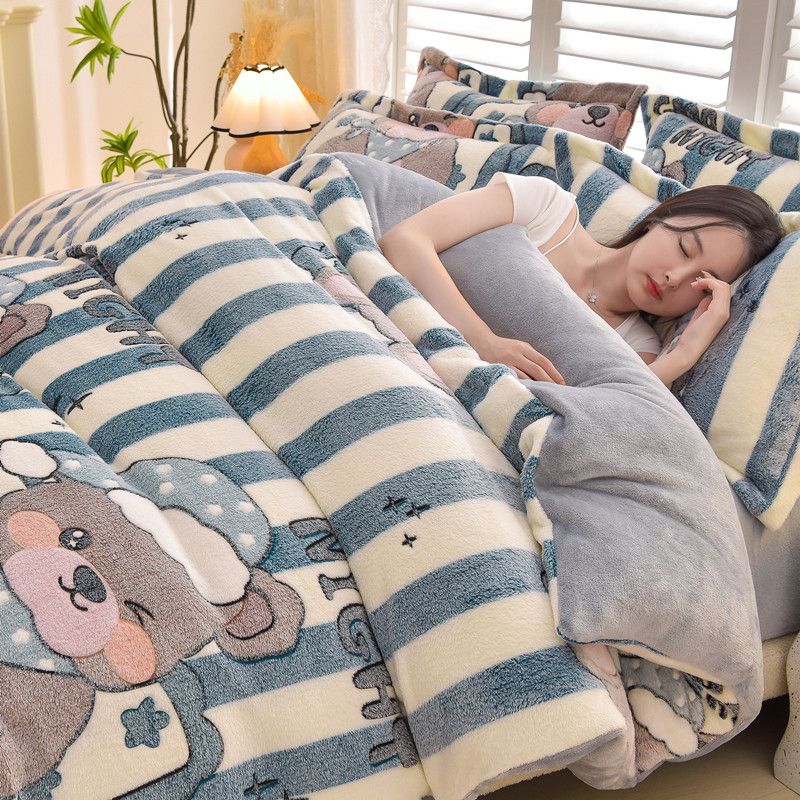 WOSTAR Winter Warm Plush Quilt Cover 220X240 Fluffy Velvet Fleece Luxury Double Bed Duvet Cover Couple Bedding Set King Size