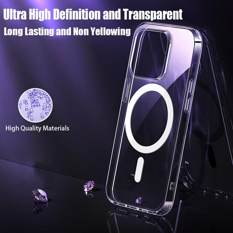Magsafe Clear Phone Case for IPhone 15 Pro 13 11 12 14 Pro Max Plus 12 13 Mini Wireless Charging Shockproof Back Full Protection Cover