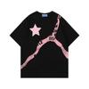 Trendy Summer New American Creative Splicing Personalized Cracks Star Pattern Casual Men's and Women's T-shirts