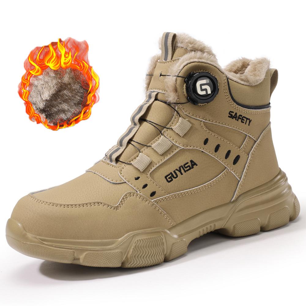 Новые вращающиеся кнопки мужские ботинки противоударные антипрокольные защитные ботинки мужские рабочие ботинки стальной носок неразрушаемая обувь