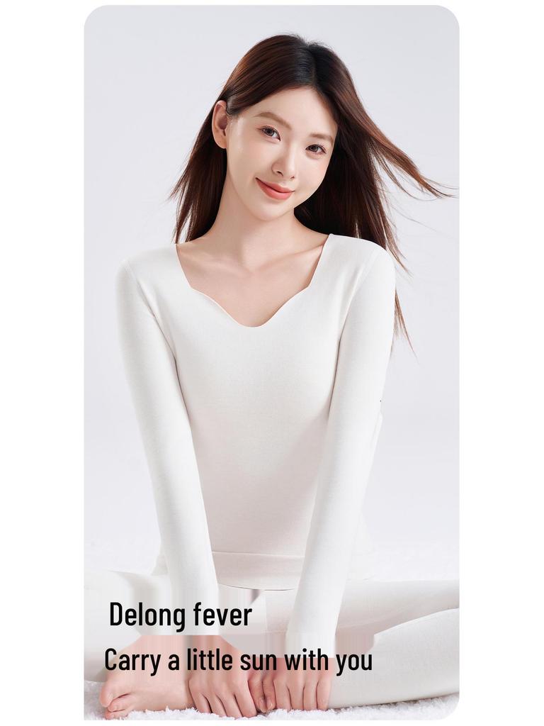 Women's 2025 Seamless Fleece-Lined Antibacterial Turtleneck & Pants Set - Warm Winter Long Johns