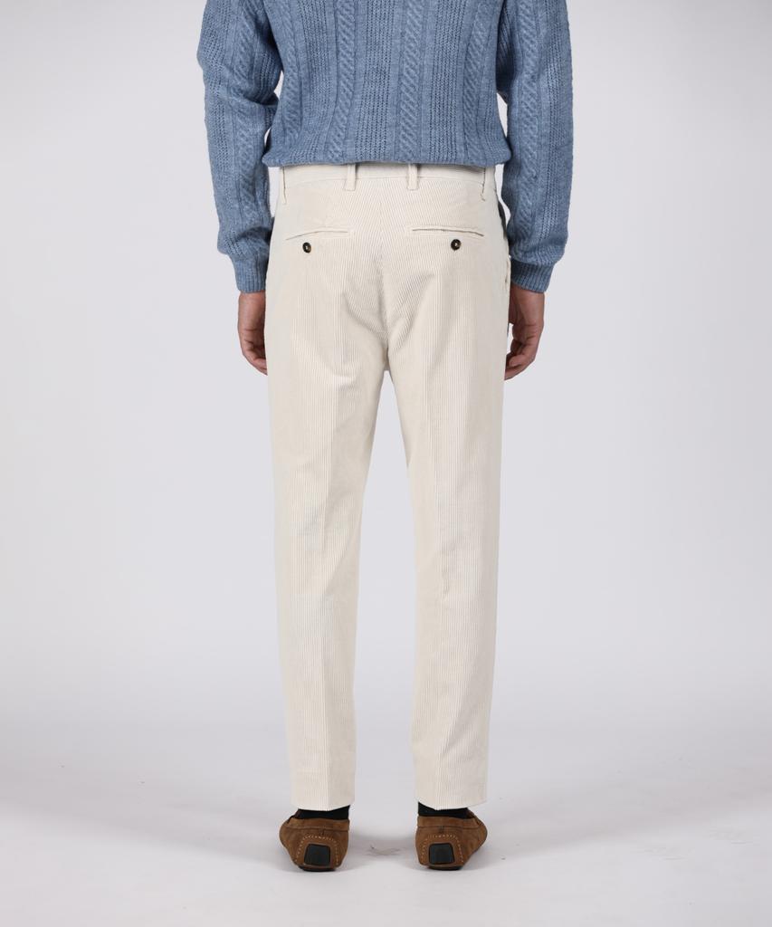PANICALE Ivory Classic One-Pleat Corduroy Pants