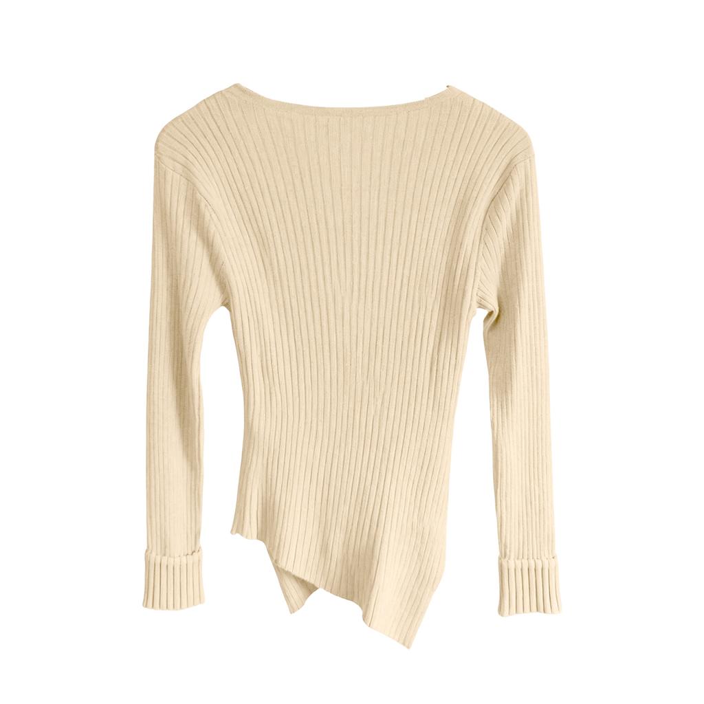 Women's V-neck Sweater Bottoming Shirt With Long Sleeves Cross-fitting Knitted Tights