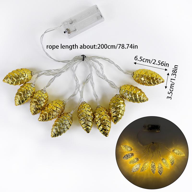 1.6M 10LED Pine Cone String Lights Christmas Tree Hanging Ornaments Merry Christmas Fairy Lights Home Decoration 2025 New Year