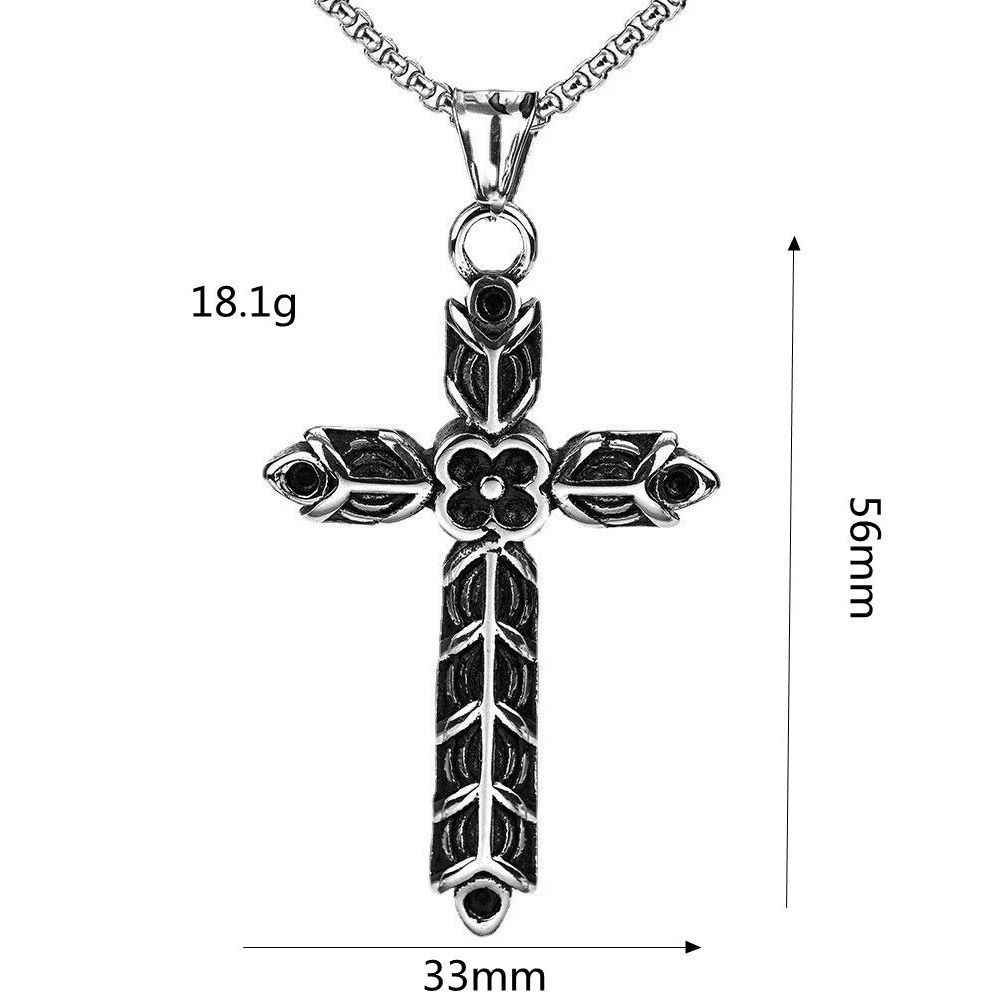 Stylish Titanium Steel Mens Pendant Wind Rose Cross Unique Jewelry