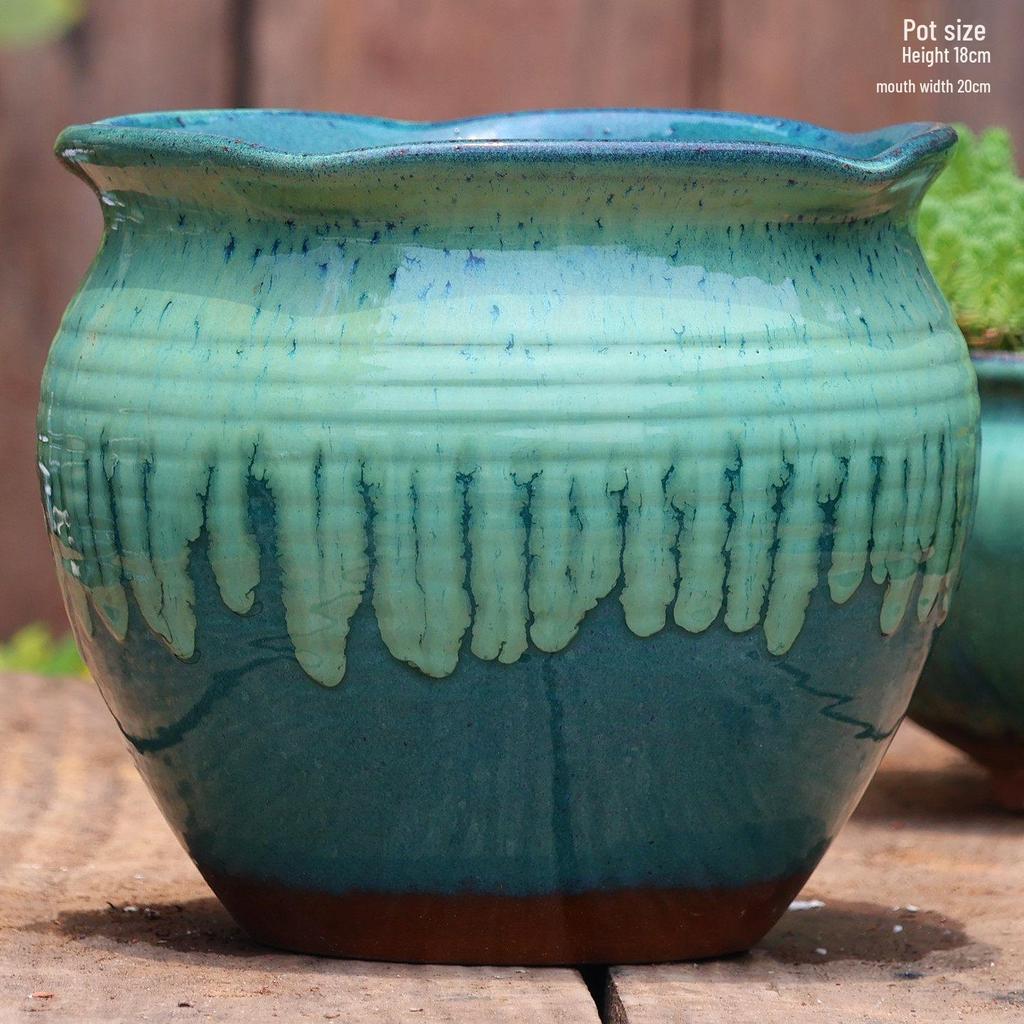 Large Ceramic Terracotta Flower Pot for Balcony and Living Room - Ideal for Succulents, Orchids, Green Radish, and Plants