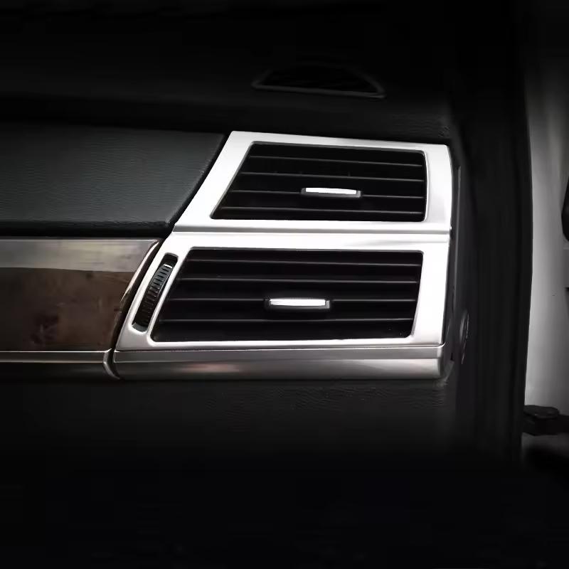 Stainless Steel Car Dashboard Side Air Outlet Vent Frame Cover Trim Sticker For BMW X5 E70 X6 E71 Interior Styling Accessories