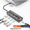 Док-станция 5 в 1 Type C, прозрачный дизайн, USB-концентратор с адаптером RJ45 100 Мбит/с Ethernet