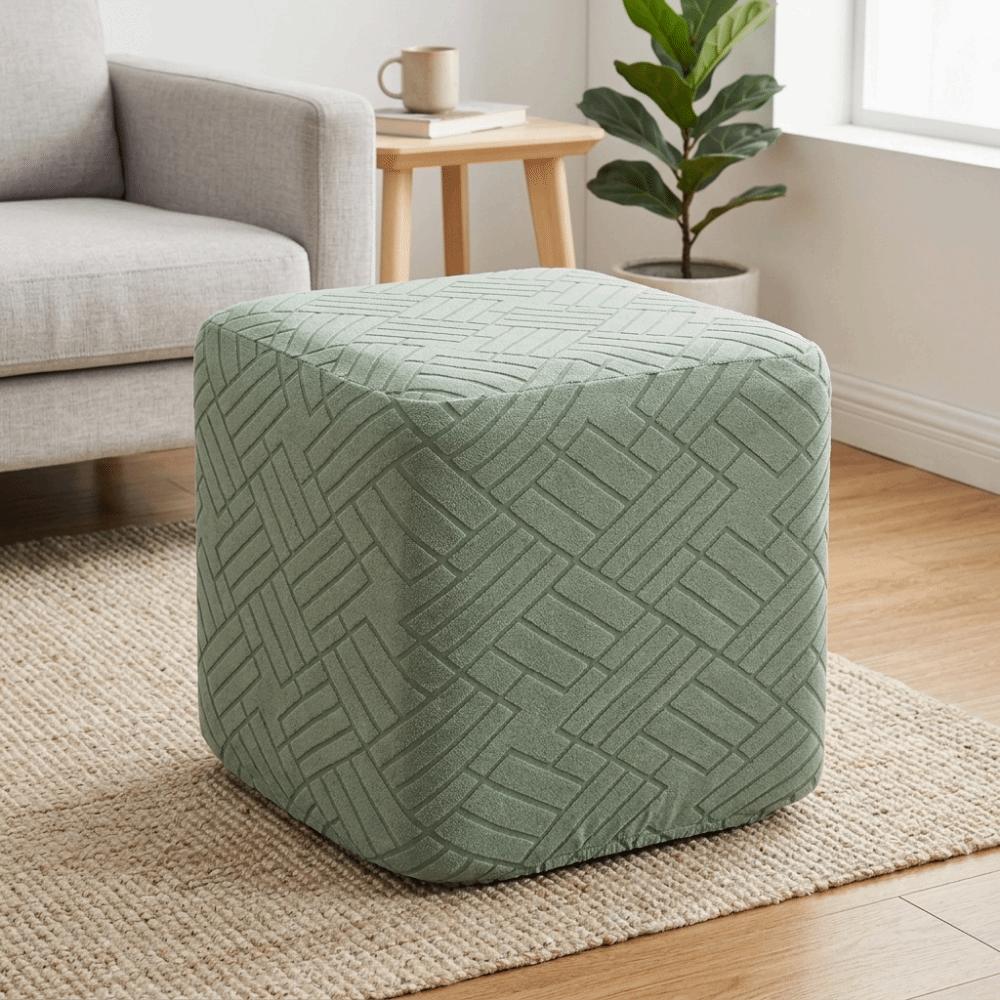 Elastic Ottoman Footstool Cover Jacquard Square Foot Stool Slipcover Stool Cover Living Room