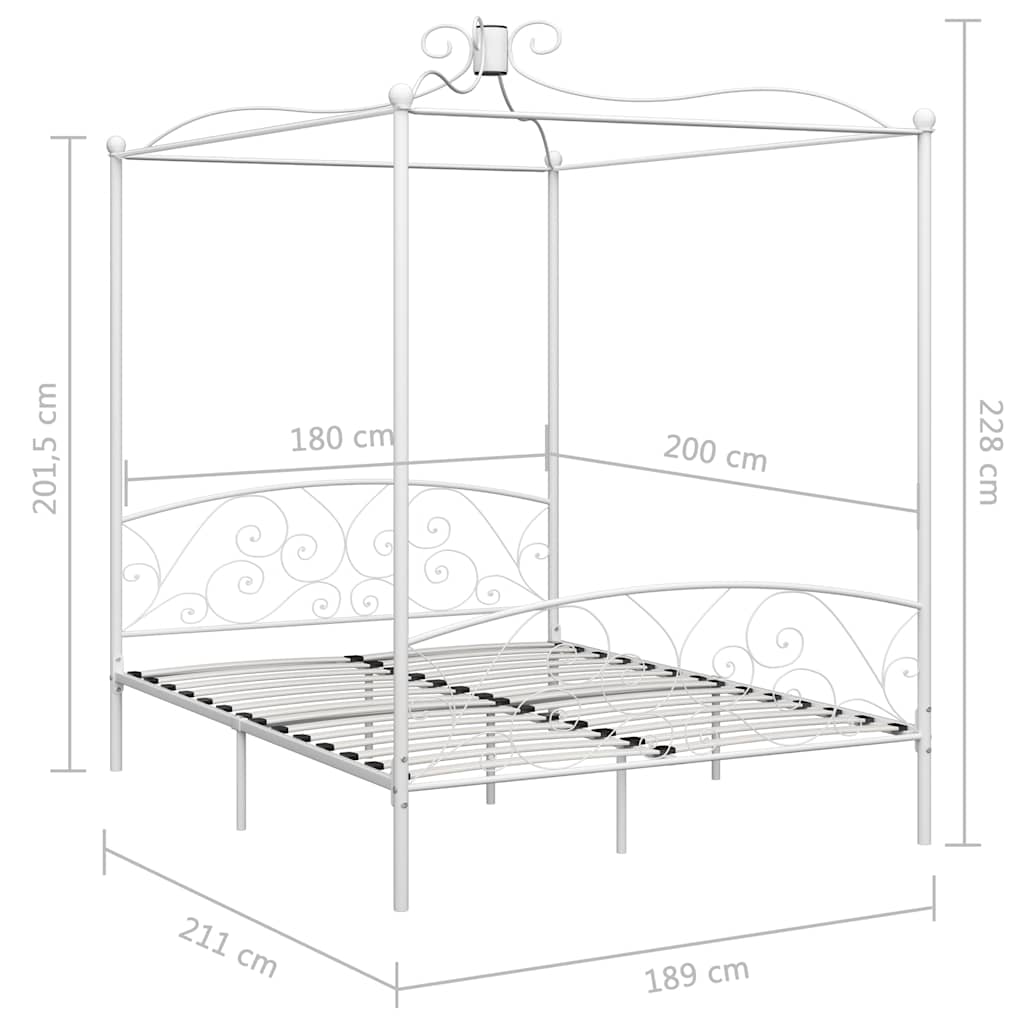 White Metal Canopy Bed Frame 180 x 200 cm