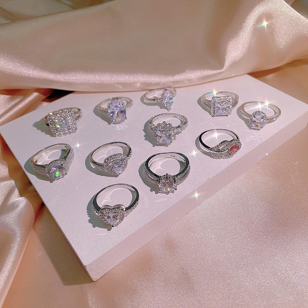 Изысканное женское кольцо с цирконием, блестящее геометрическое кольцо с цирконием AAAA, серебряное женское украшение для вечеринки, свадебное ювелирное кольцо для невесты