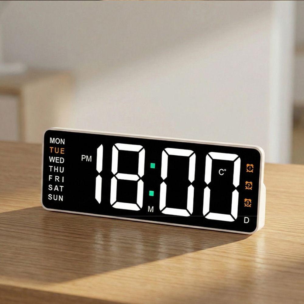 Adjust Brightness Large Digital Clock 12/24H Format LED Electronic Clock Bedroom