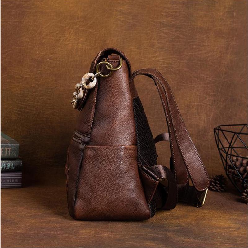Johnature Рюкзак из натуральной кожи с тиснением в стиле ретро, ​​женская сумка из натуральной яловой кожи, большие вместительные рюкзаки для отдыха и путешествий