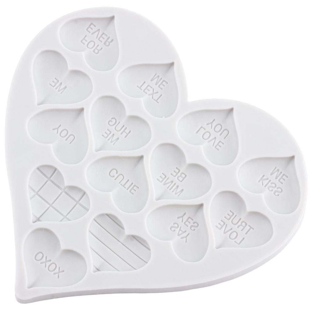 Heart Silicone Molds Love You XOXO Letter Kiss Rose Fondant Mold Cake Decorating Tools Cupcake Topper Candy Resin Clay Chocolate Gumpaste Mold