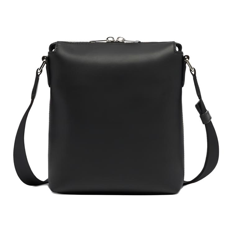 Bally Сумка через плечо мужская кожаная с молнией и логотипом Черная 6310079