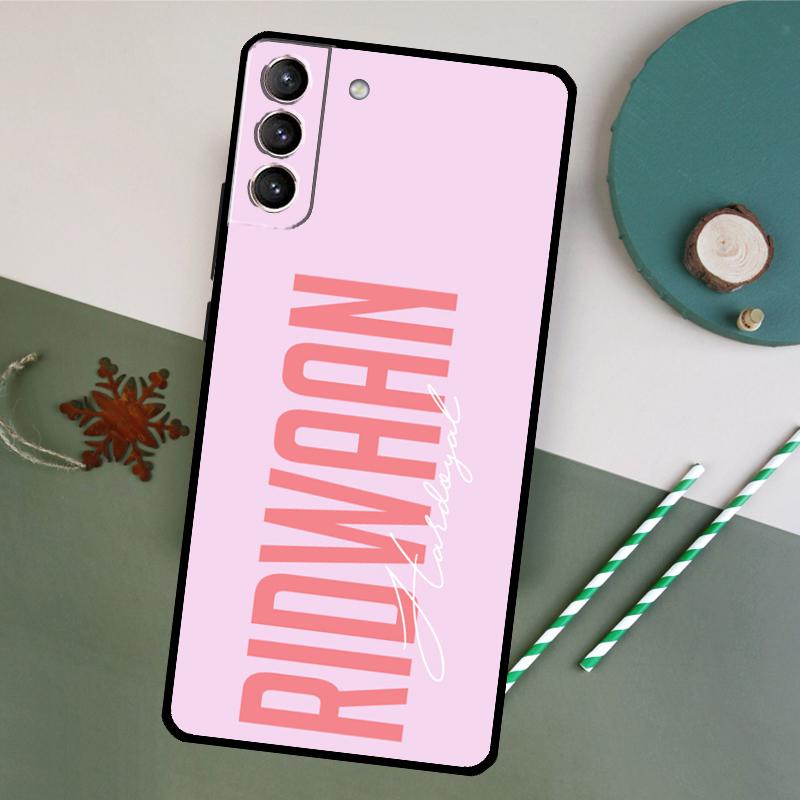 Pastel Custom Name Monogram Case For Samsung Galaxy S20 S21 FE S22 Plus S23 Ultra S8 S9 S10 Plus Note 10 20 Ultra Cover