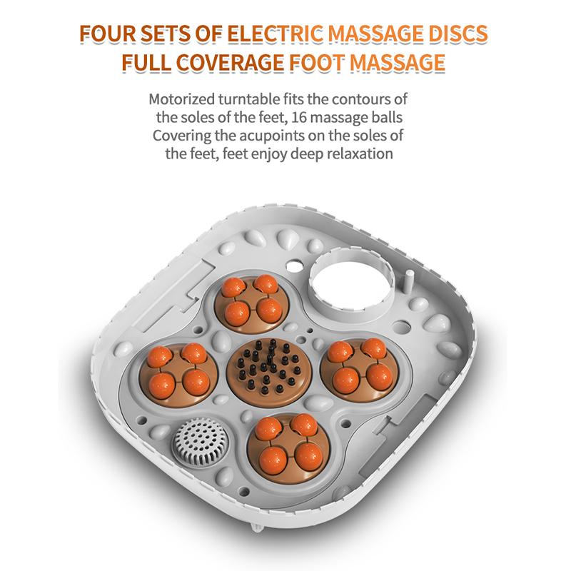 Складная автоматическая гидромассажная ванна для ног с тепловой вибрацией, ванна для ног с красным светом и массажными роликами для расслабления и снятия стресса