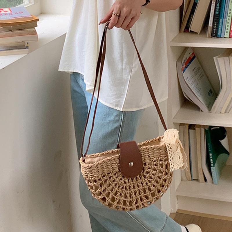 Летние ротанговые сумки женские седло соломенная сумка через плечо ручной работы плетеная сумка кроссбоди дамские сумочки богемный дорожный клатч пляжная сумка