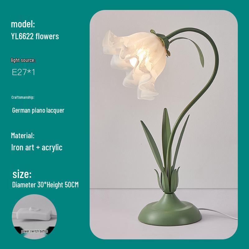 Romantic Pastoral Flower Bedside Lamp for Cozy Bedroom Atmosphere