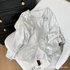 Французская рубашка из сатина с круглым вырезом в стиле Xiaoxiangfeng, женская, новый дизайн 2025 года, темпераментная, высококлассная, темпераментная, для белых воротничков